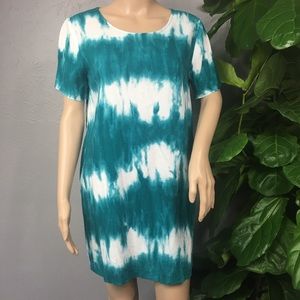 Lulu’s Teal & White Tie Dye Short Sleeve Dress